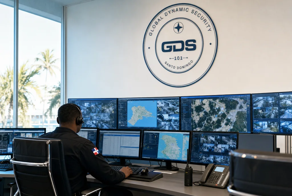 Centro de mando 24/7 de GDS con muro de monitores en operación.